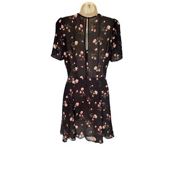 Reformation Size 6 Floral Print Gracie Ruched Sleeve Crepe Skater Mini Dress - Picture 6 of 16